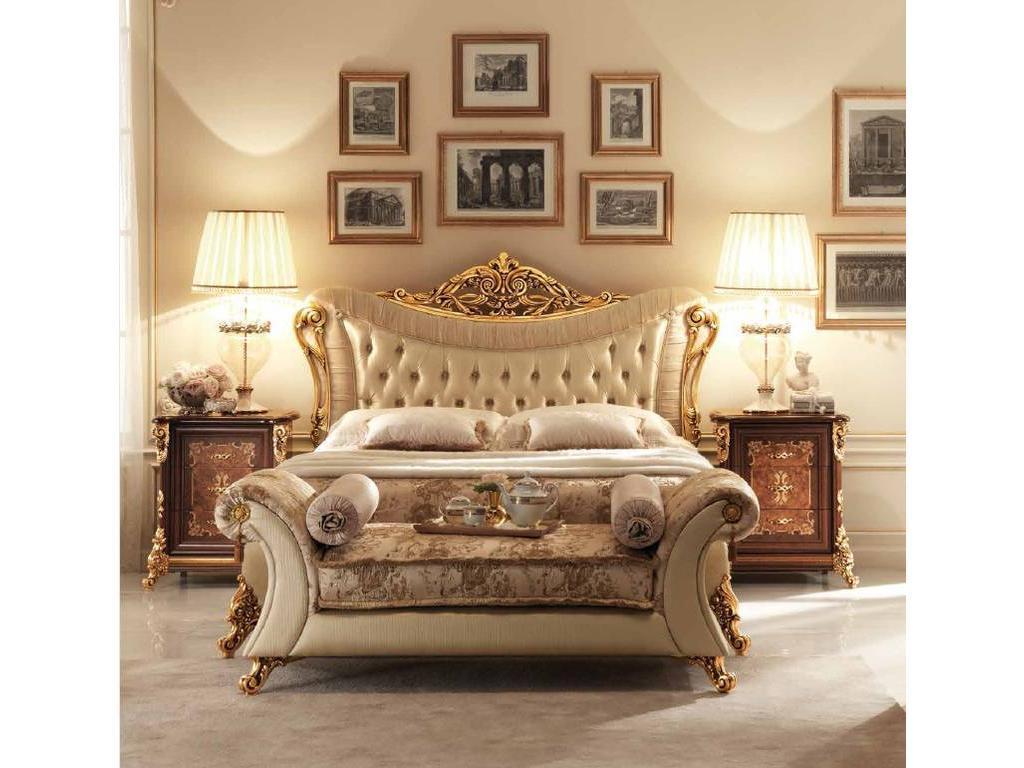 кровать двуспальная Arredo Classic Sinfonia 200х200 (орех, золото)