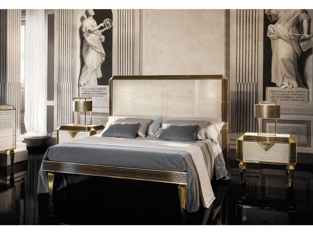 кровать двуспальная Arredo Classic Diamante 180х200 (слоновая кость, вяз, золото)
