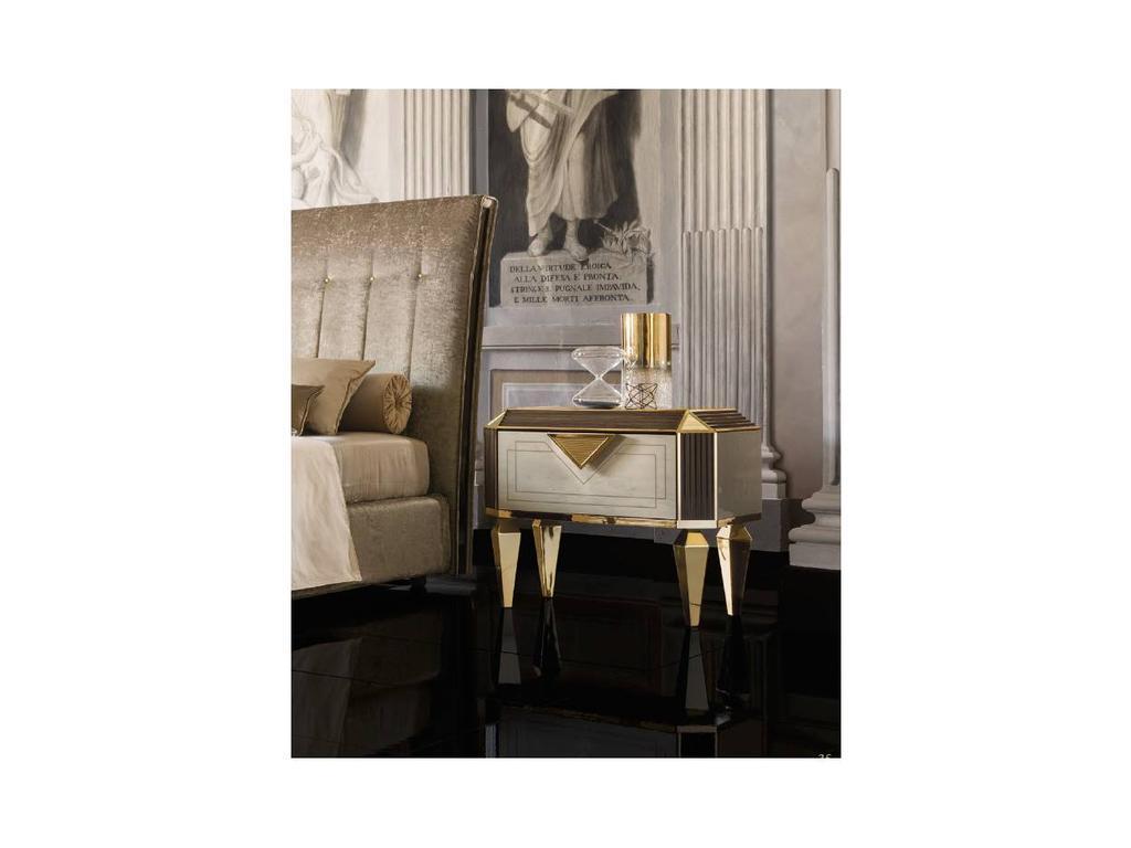 тумба прикроватная Arredo Classic Diamante  (слоновая кость, вяз, золото)
