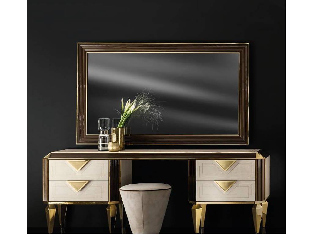 зеркало настенное Arredo Classic Diamante большое (слоновая кость, вяз, золото)