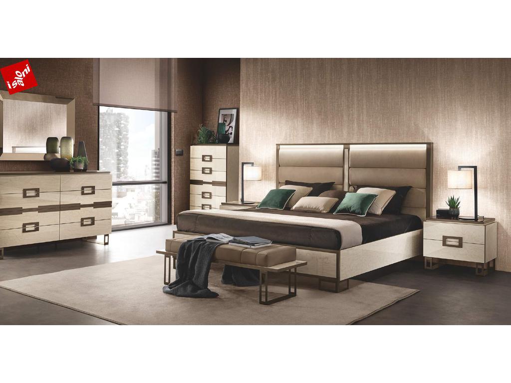 кровать двуспальная Arredo Classic Poesia 200х200 с мягким изголовьем (бежевый)