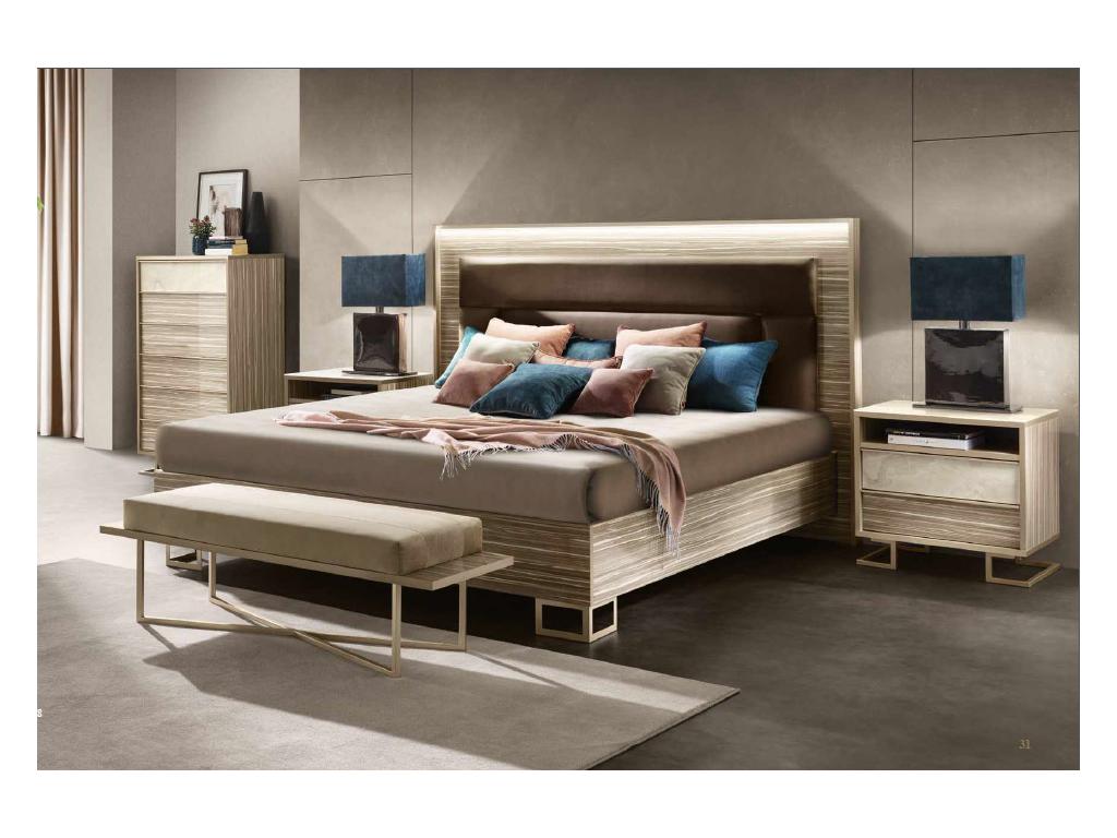 кровать двуспальная Arredo Classic Luce 180х200 с мягкой спинкой (светлый)