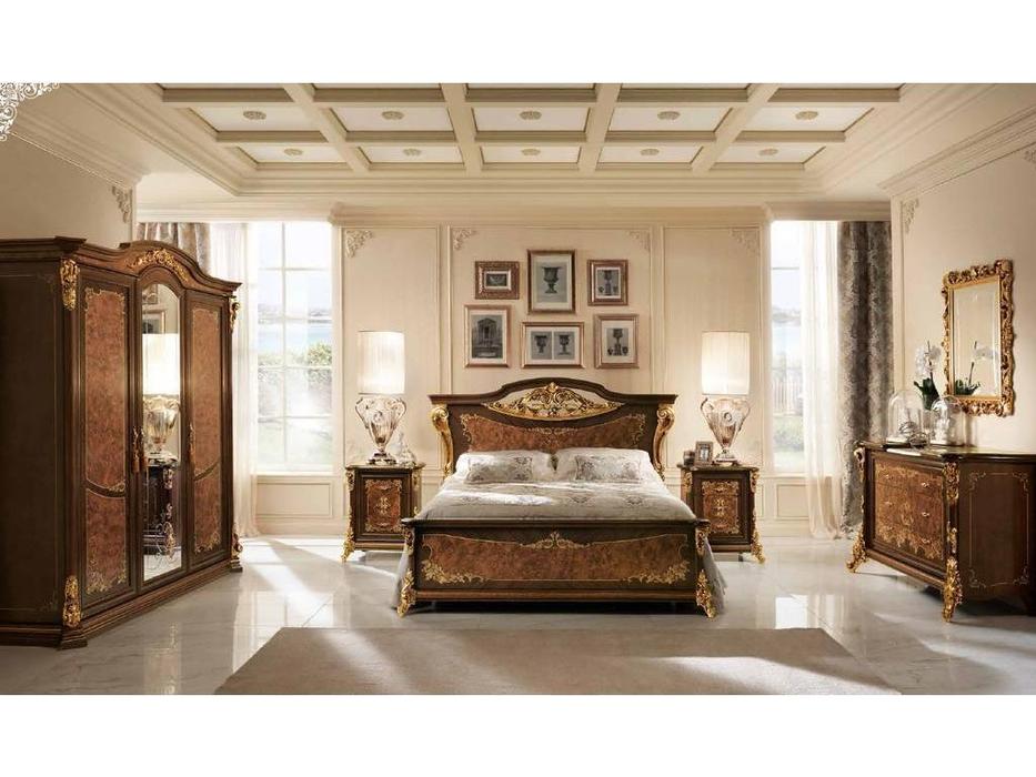 кровать двуспальная Arredo Classic Sinfonia  (орех, золото)