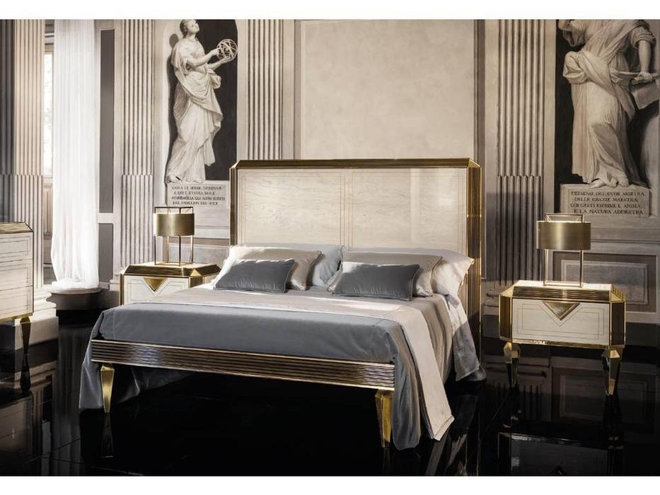 кровать двуспальная Arredo Classic Diamante 180х200 (слоновая кость, вяз, золото)