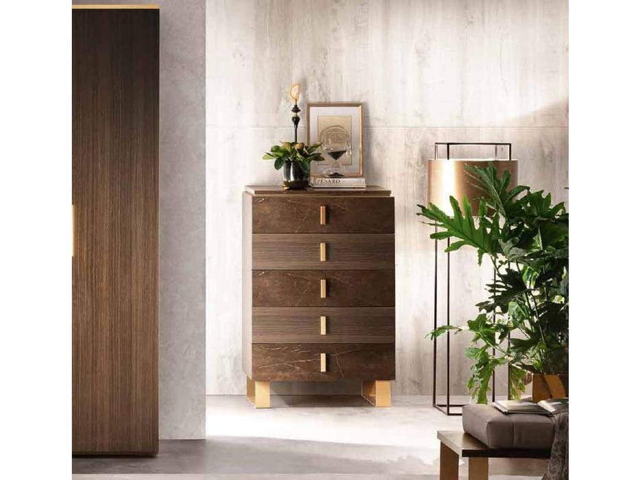 комод высокий Arredo Classic Essenza 5 ящ. (венге, коричневый, золото)