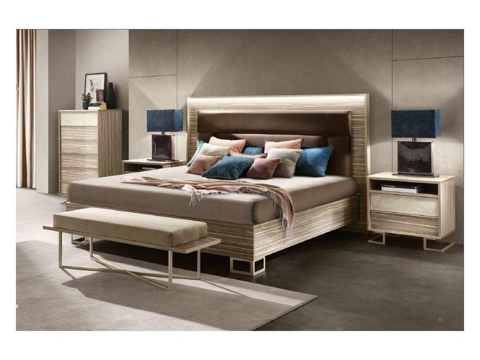 кровать двуспальная Arredo Classic Luce 180х200 с мягкой спинкой (светлый)
