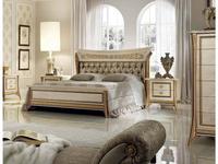 кровать двуспальная Arredo Classic Melodia 160х190 с мягкой спинкой (бежевый, золото)