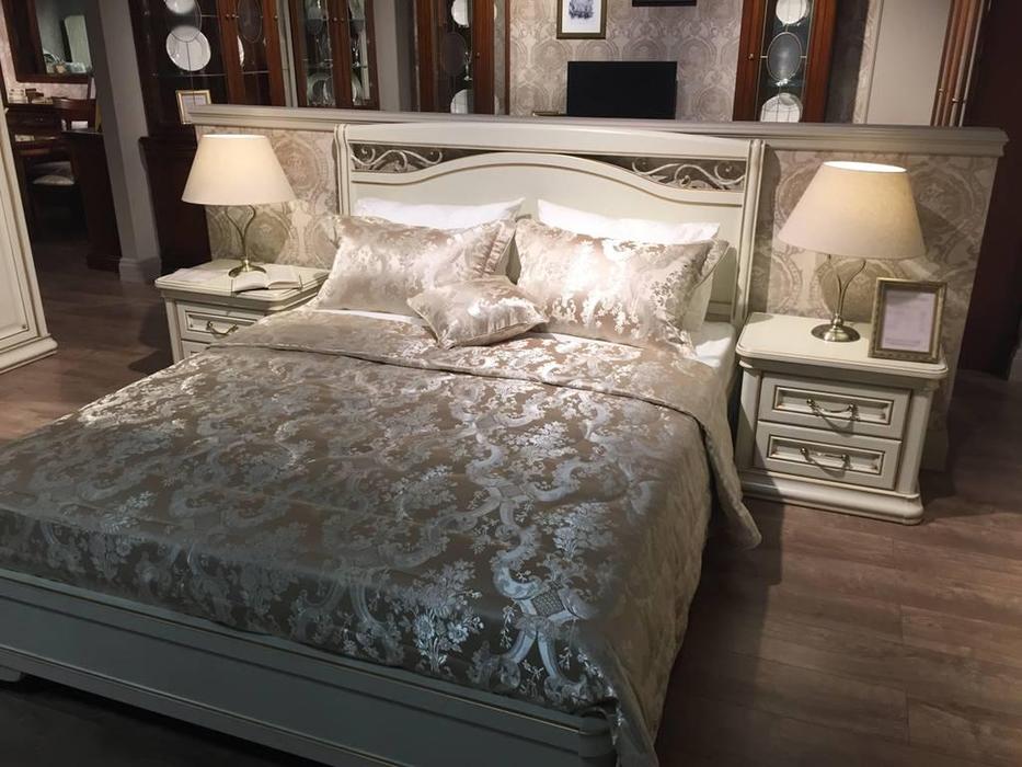 кровать двуспальная Liberty Сильвия 160х200 (белый ясень, золотая патина)