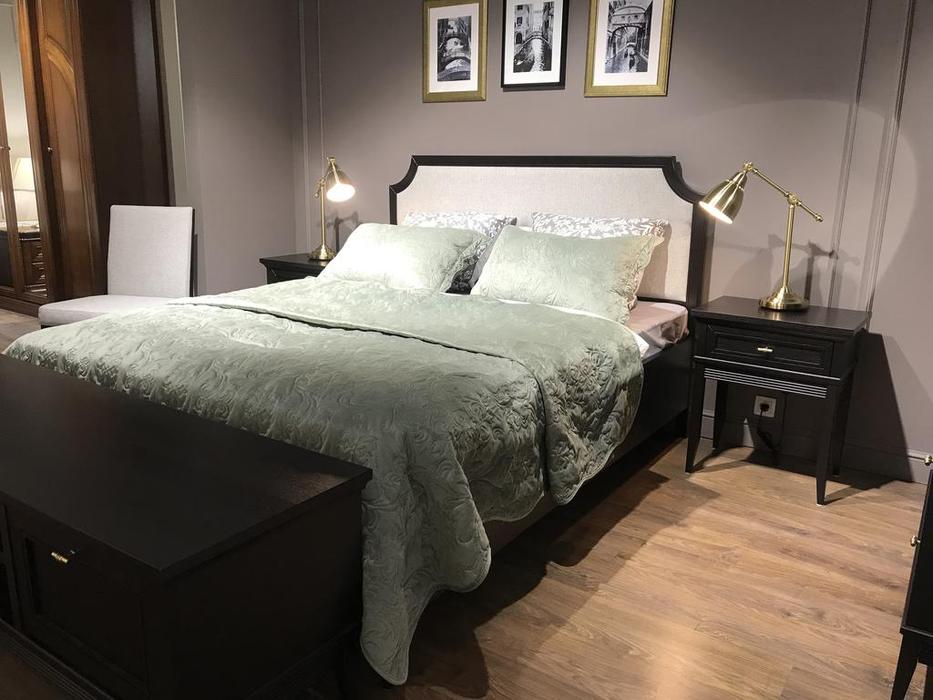 кровать двуспальная Liberty Берген 180х200 с мягким изголовьем (черный)