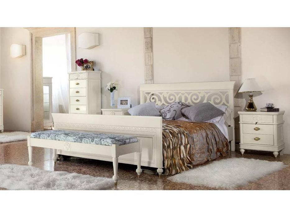 кровать двуспальная Monte Cristo Bourbon 160х200 (bianco zucchero patinato)