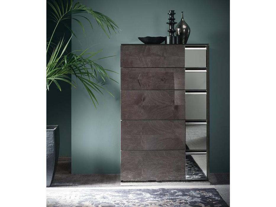 комод высокий ALF Heritage  (dark velvet birch high gloss)
