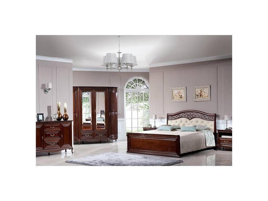 кровать двуспальная Taranko Verona 180х200 (орех, кожа)