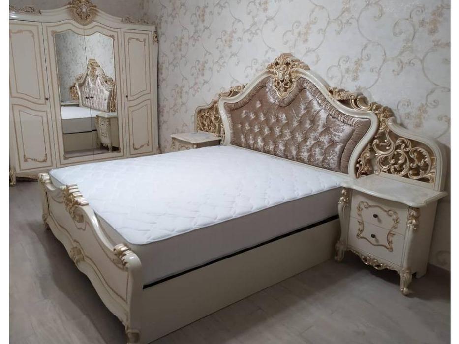 кровать двуспальная Dia Джоконда 180х200 с п/механизмом (крем, золото)