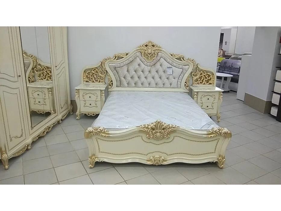 кровать двуспальная Dia Джоконда 180х200 с п/механизмом (крем, золото)