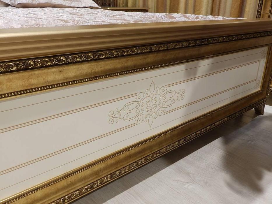 кровать двуспальная Мэри Версаль 160х200 с короной на изголовье (слоновая кость)