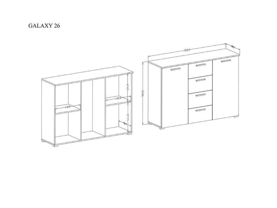 комод узкий Helvetia Galaxy  (орех, черный)