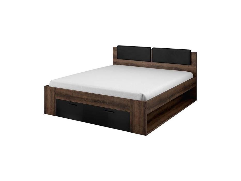 кровать двуспальная Helvetia Galaxy с ящиком 180х200 (орех, черный)