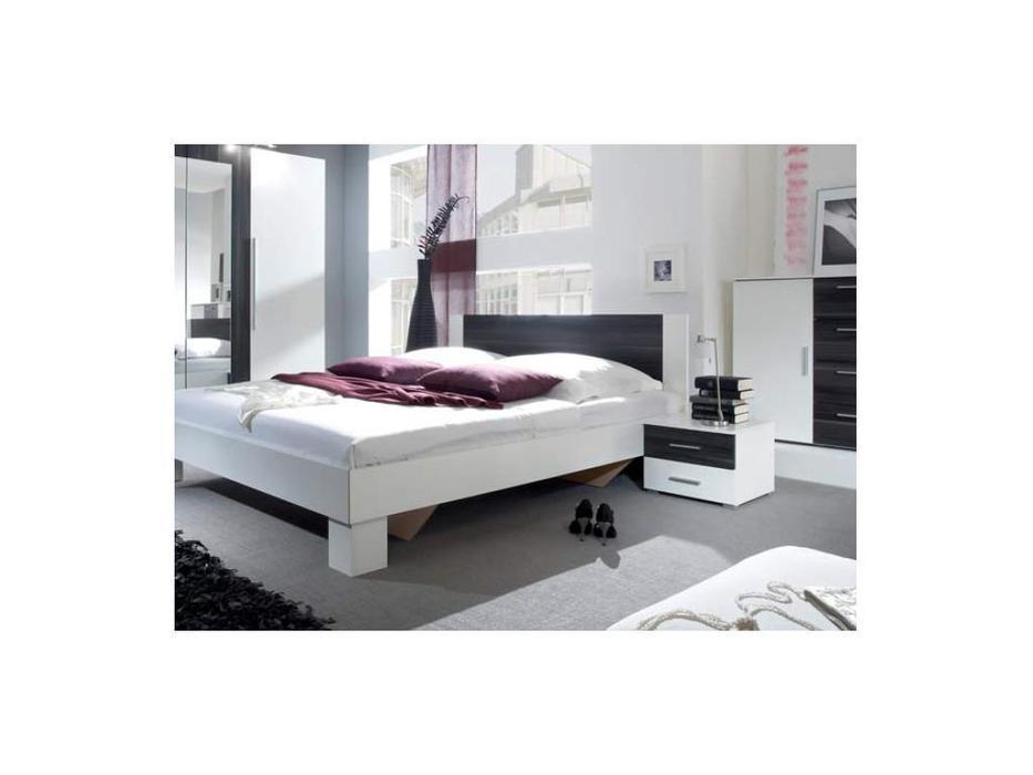 кровать двуспальная Helvetia Vera 180х200 с 2 тумбами (белый,орех)