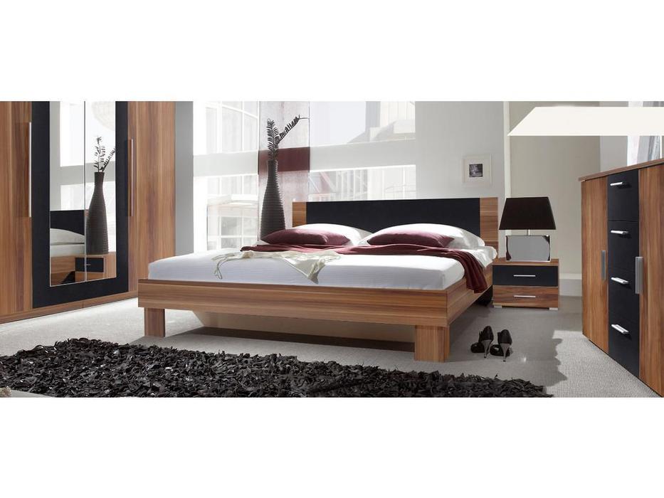 кровать двуспальная Helvetia Vera 160х200 c 2 тумбочками (орех красный)