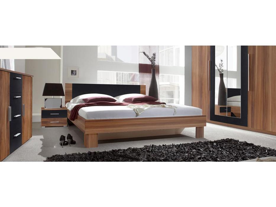 кровать двуспальная Helvetia Vera 180х200 с 2 тумбами (орех красный)