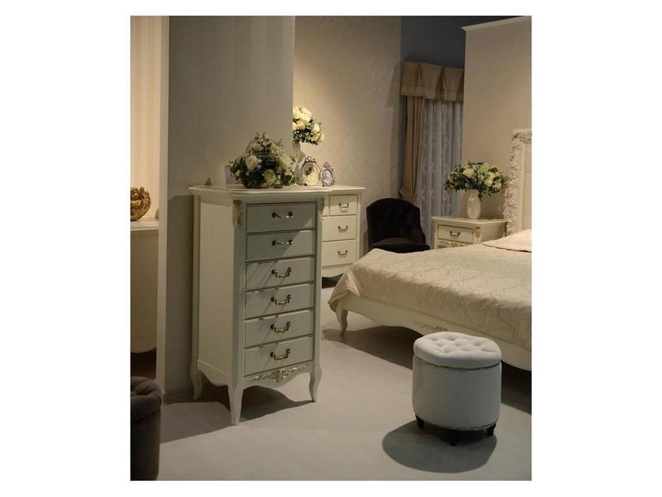 комод высокий LAtelier Du Meuble Romantic Gold 6 ящиков (слоновая кость, золото)