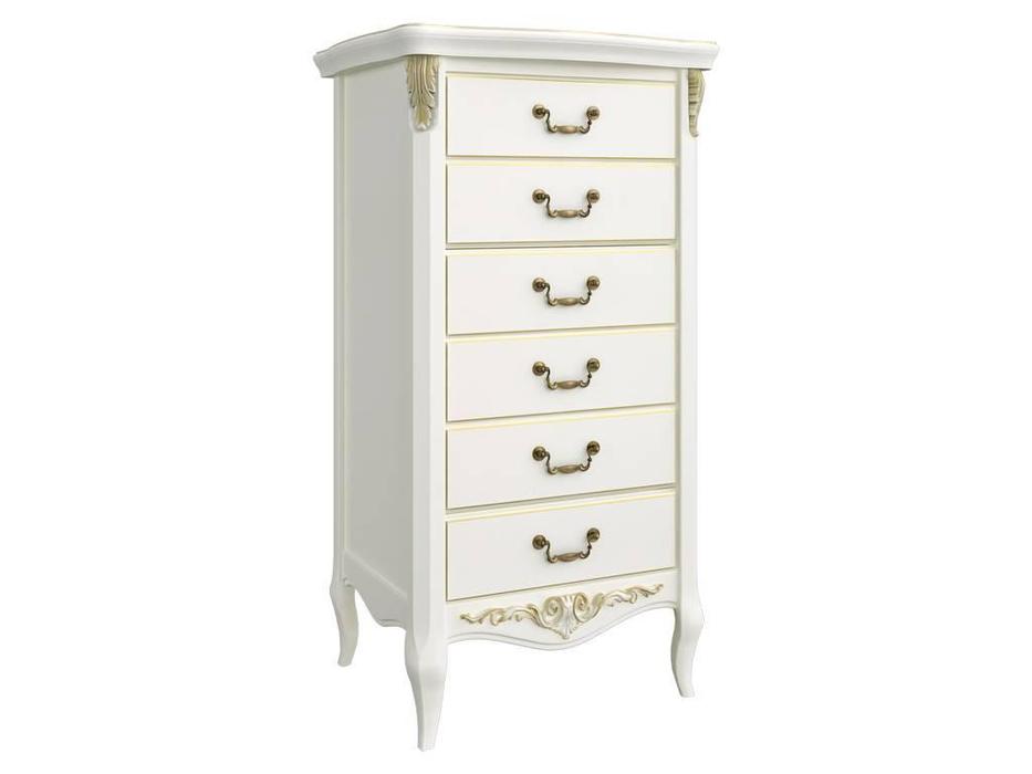 комод высокий LAtelier Du Meuble Romantic Gold 6 ящиков (слоновая кость, золото)