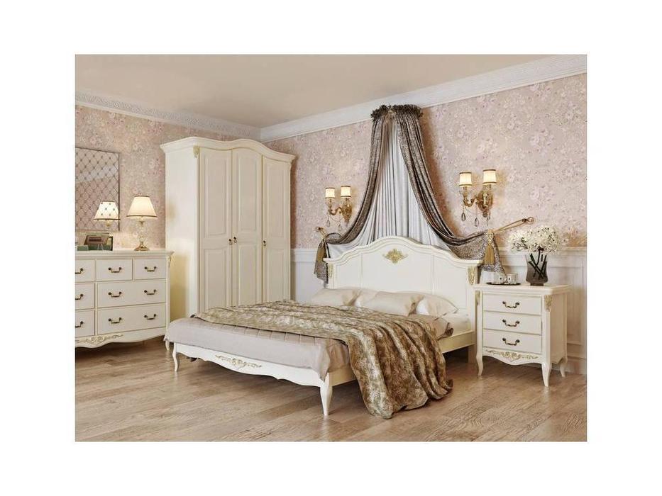 кровать двуспальная LAtelier Du Meuble Romantic Gold 160х200 (слоновая кость, золото)