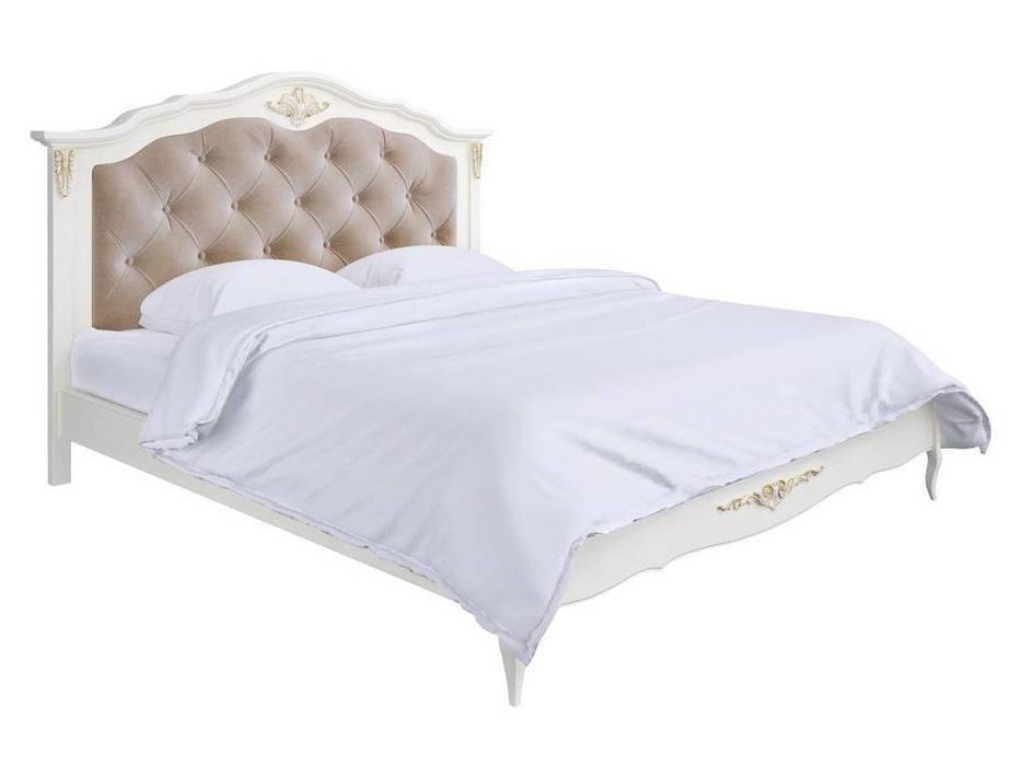 кровать двуспальная LAtelier Du Meuble Romantic Gold 180х200 с мягким изголовьем (слоновая кость, зо