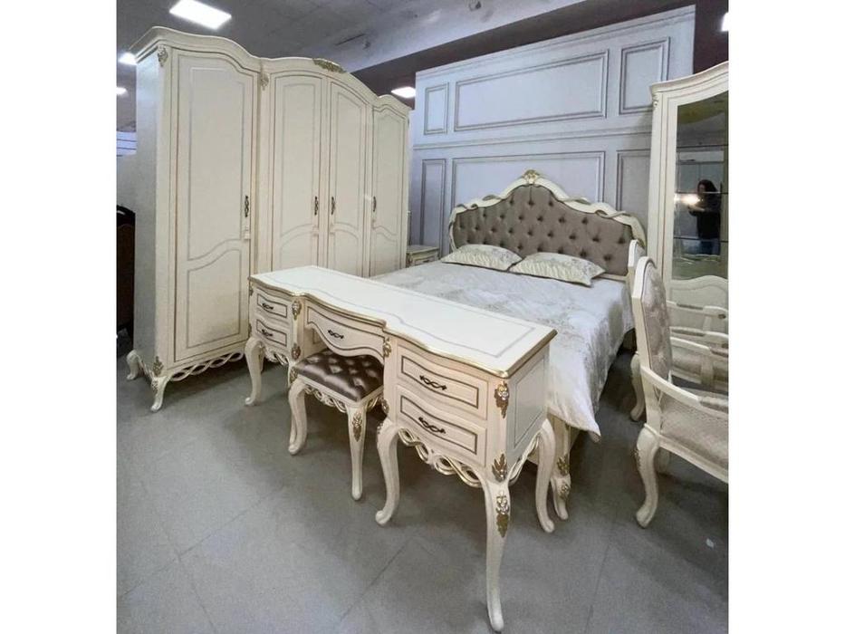 стол туалетный FurnitureCo Бьянка с зеркалом (беж)