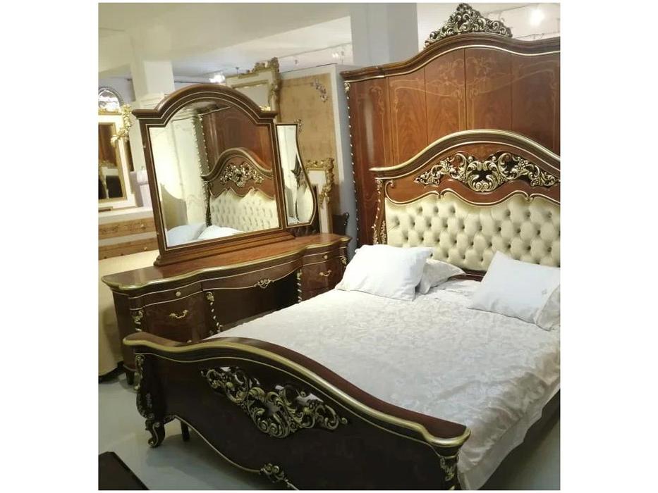 стол туалетный FurnitureCo Вивальди с зеркалом (орех)